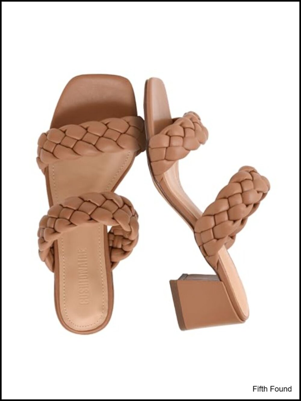 Braided Chunky Block Heel Sandals Women Memory Foam Slip On